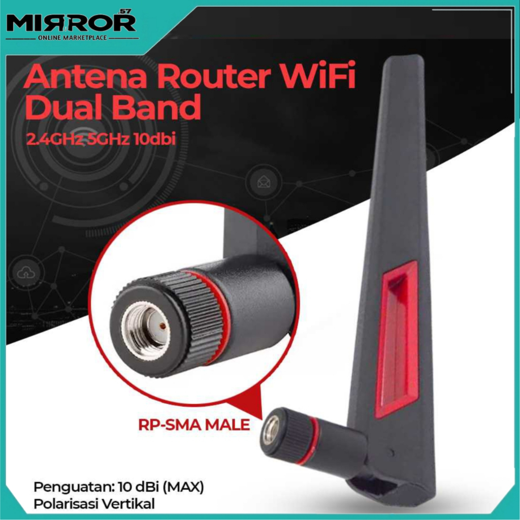 Antenna WiFi 6E 12dBi Dual Band 2.4/5.8GHz – RP-SMA Omnidirezionale Per Router E Telecamere