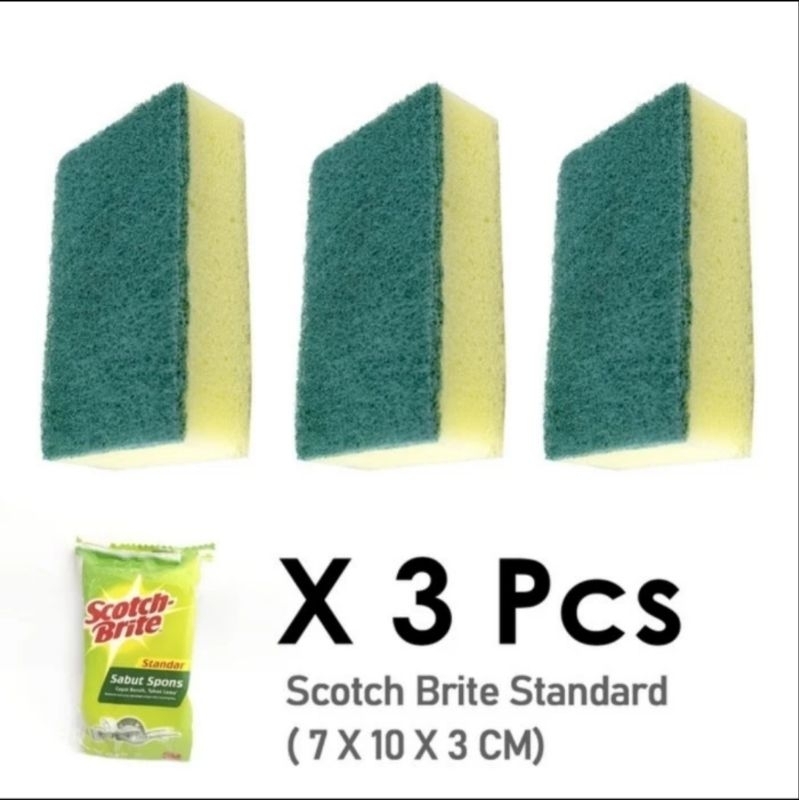 Jual Scotch brite 3M Paket 3pcs sabut spons cuci piring basic ID T36 ...
