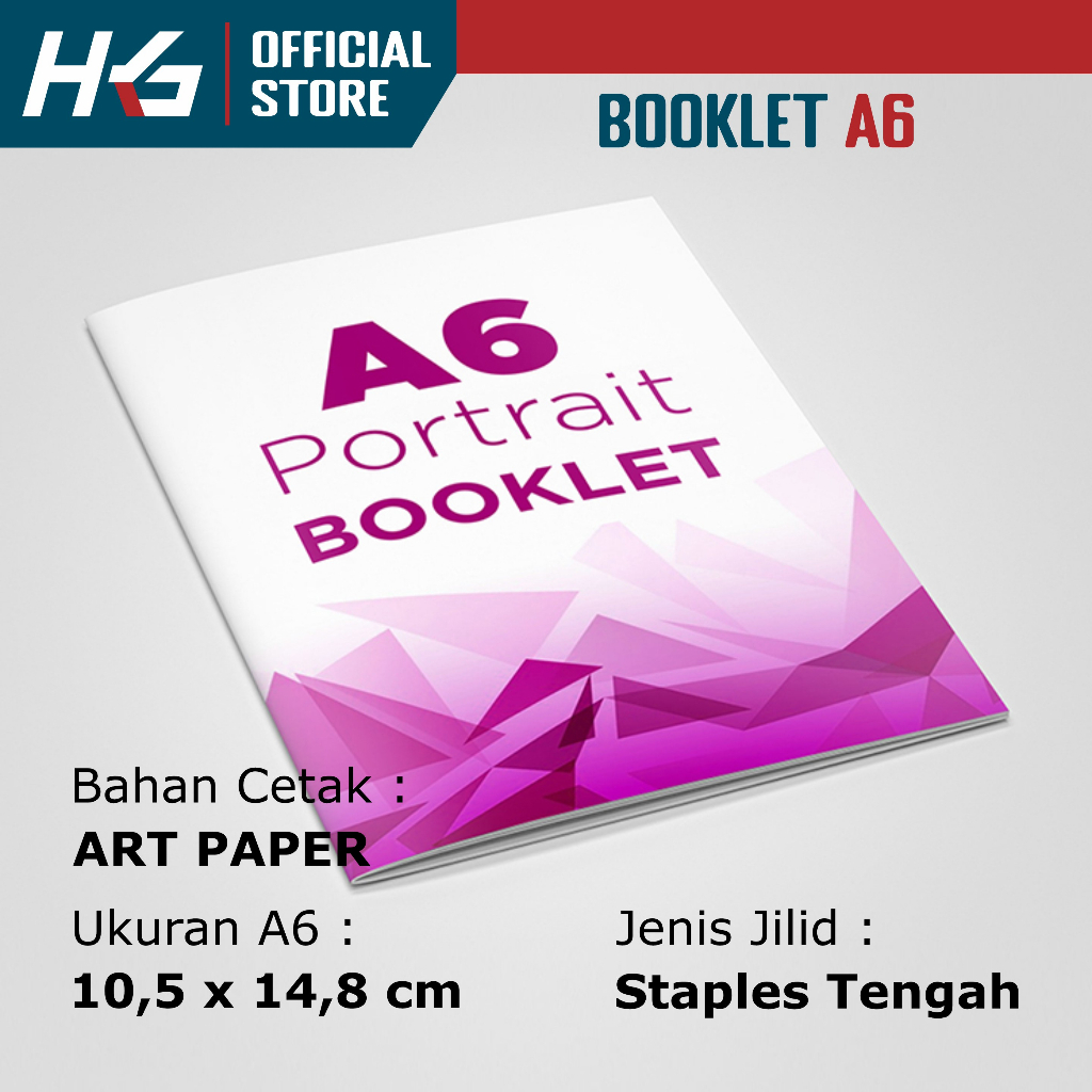 Jual Cetak Booklet Ukuran A6 Bolak Balik Full Warna Art Paper HVS Jilid Staples Tengah