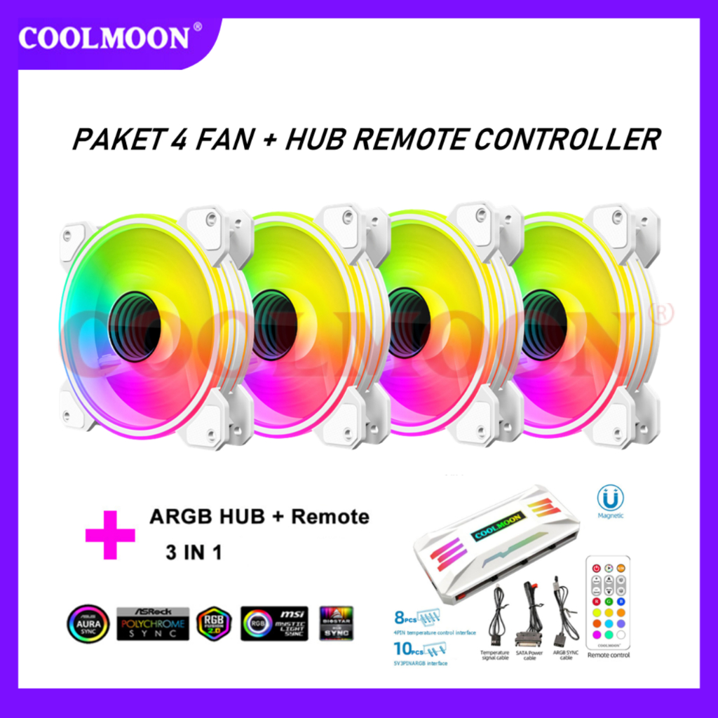 Jual PAKET Coolmoon Fan Casing WF1 Infinity Lens 5v 3Pin ARGB Pwm 12Cm ...