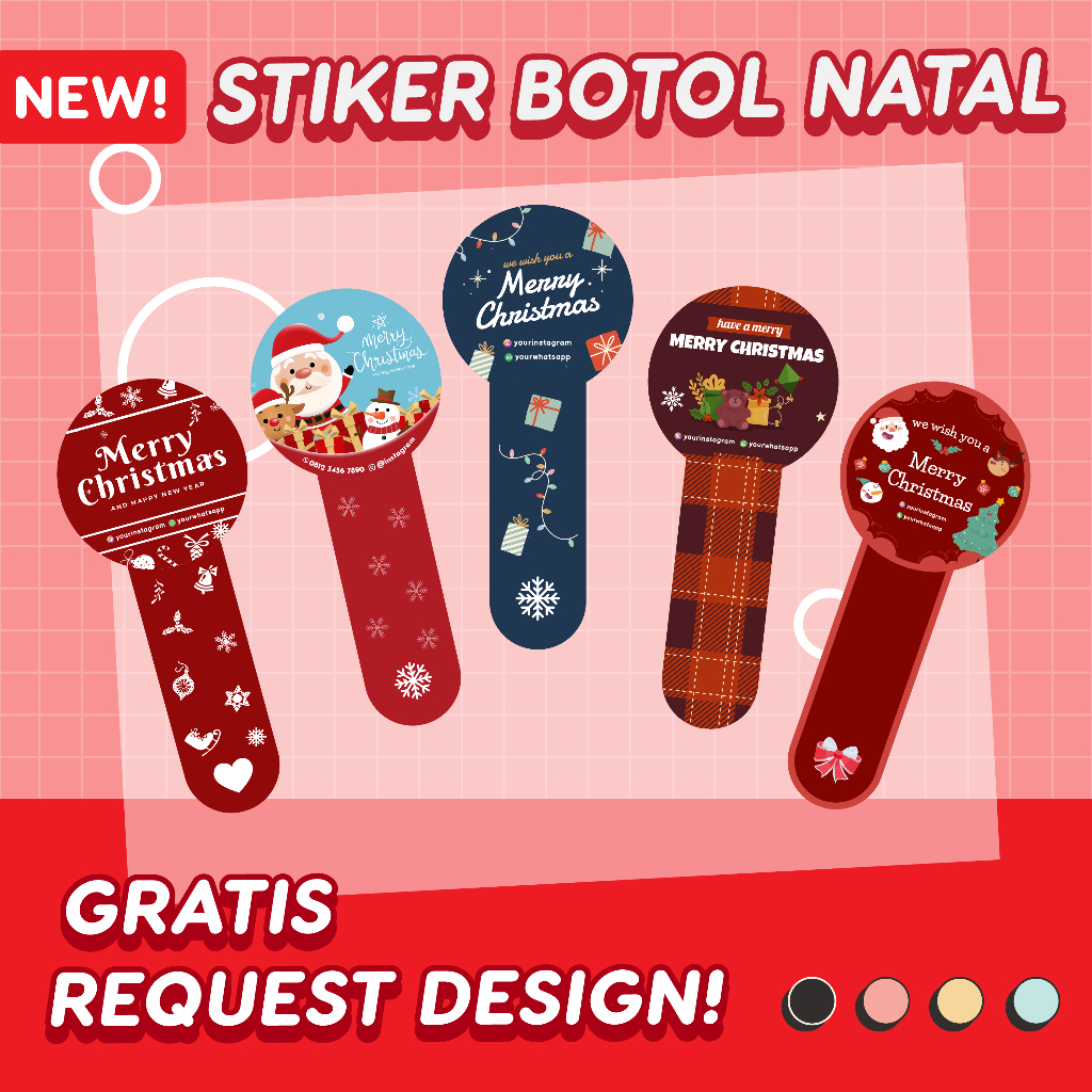 Jual Stiker Natal Custom Segel Botol Christmas Print Sticker Segel ...