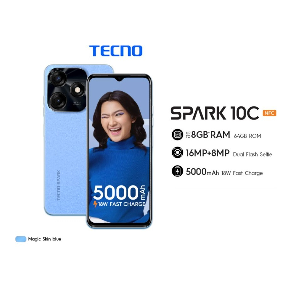 Jual Tecno Spark 8C 4GB+64GB & SPARK 10C (NFC) 4/128GB & 4/64GB 13MP AI ...