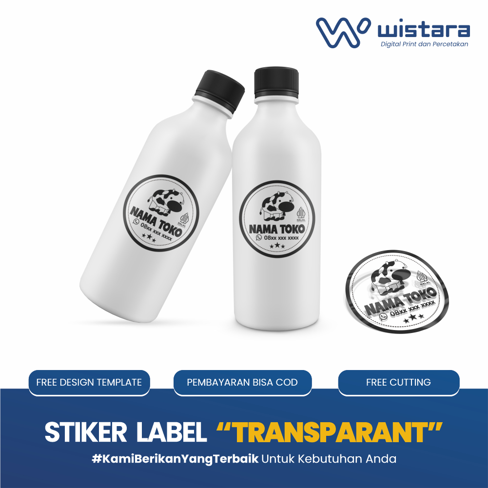 Jual Cetak Stiker Label Botol Minum Anti Air Transparan Custom Shopee Indonesia 5824