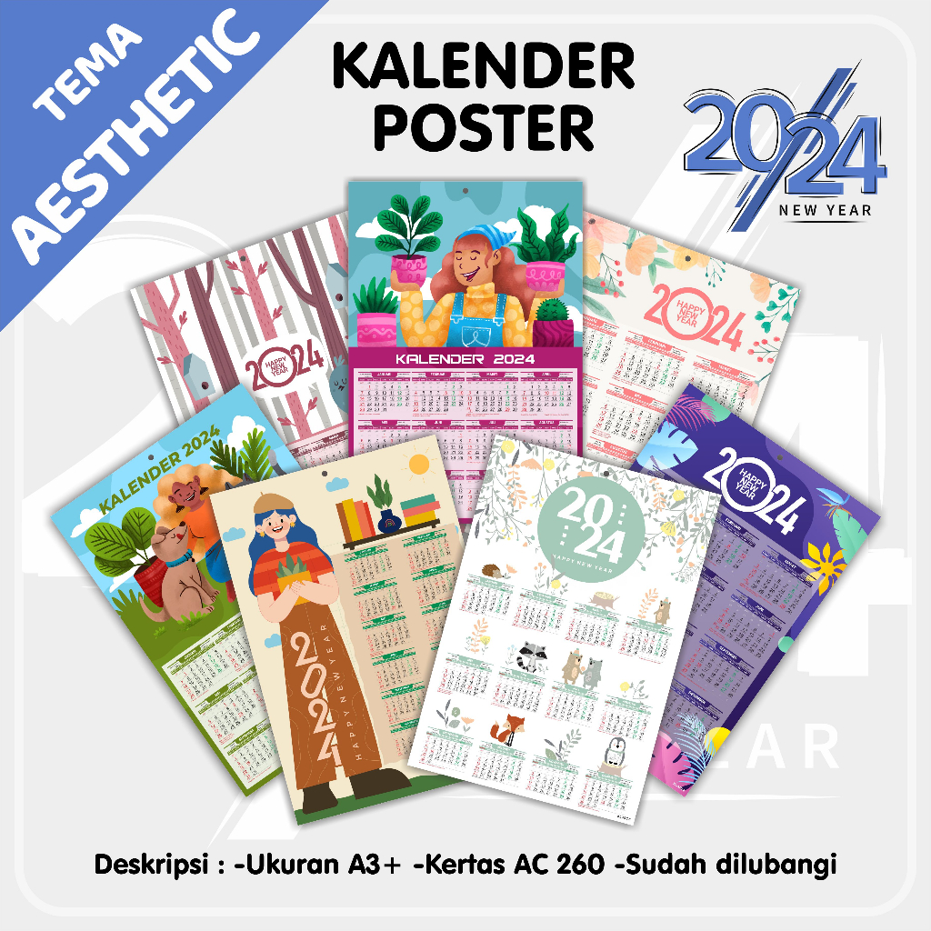 Jual Kalender Poster AESTHETIC - kalender poster dinding - kalender