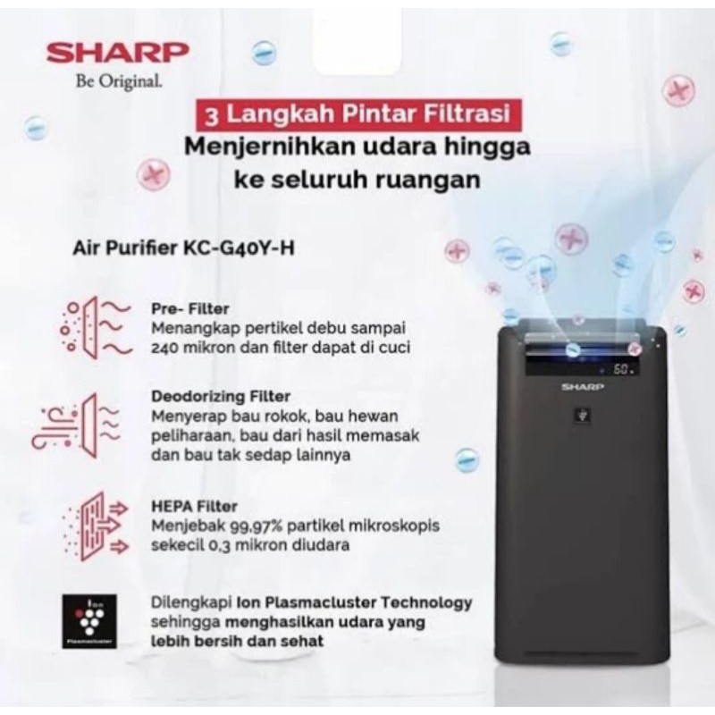 Jual SHARP PENJERNIH UDARA KC G40Y AIR PURIFIER | Shopee Indonesia