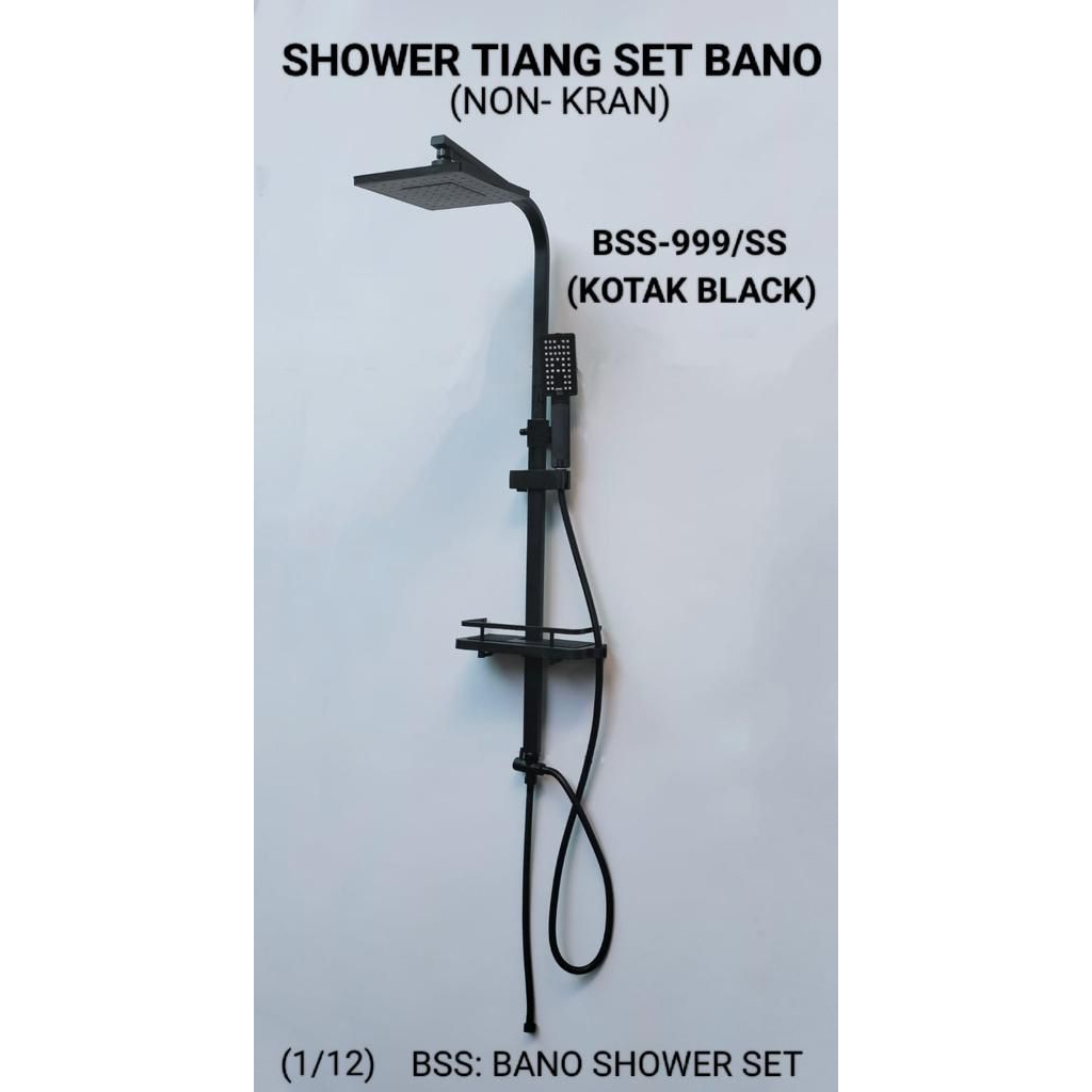 Jual shower tiang hitam kotak bano / shower set hitam kotak | Shopee ...