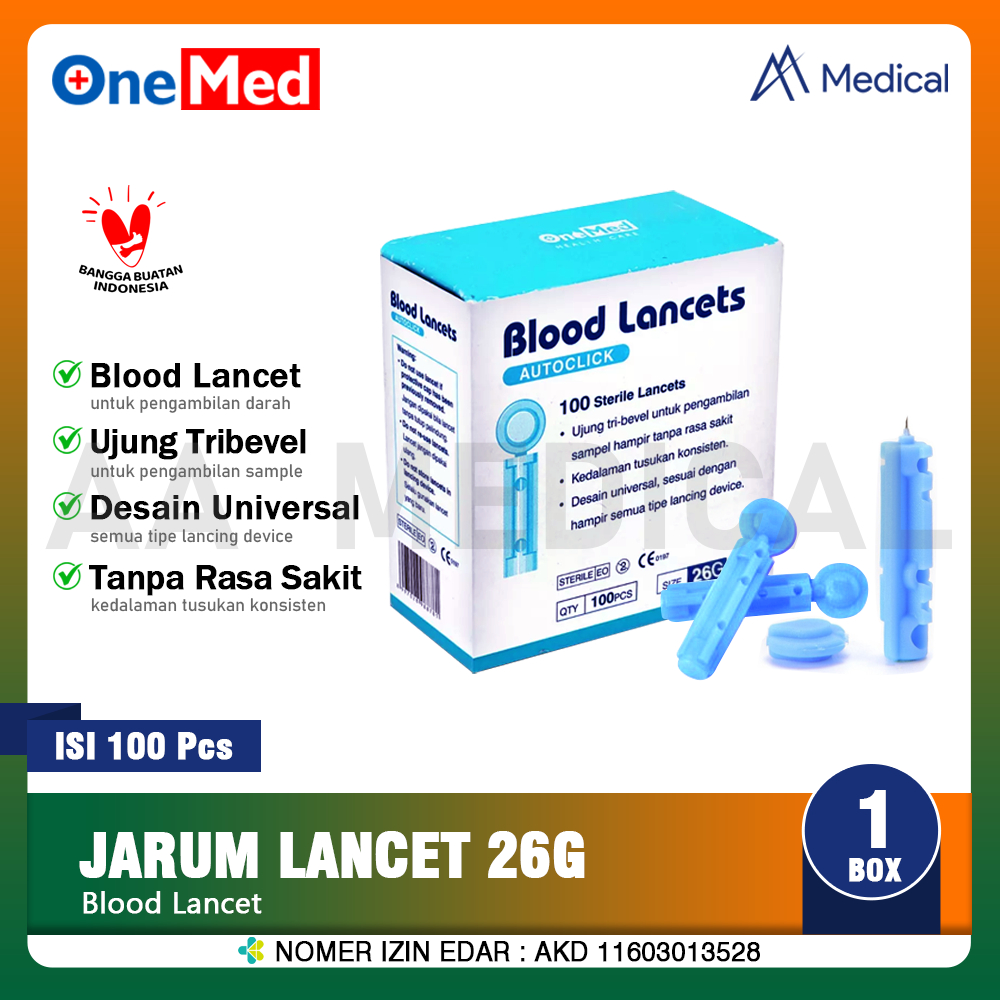 Jual ONEMED AutoClick Blood Lancets Jarum Lancet Refill 26G Isi 100 Pcs Shopee Indonesia