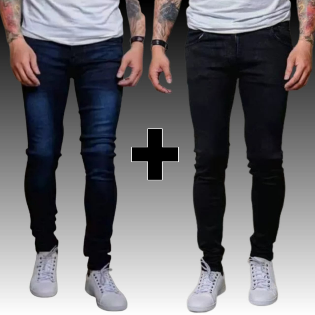Jual PAKET HEMAT CELANA DENIM JEANS PRIA DEWASA SLIM FIT STRETCH HITAM