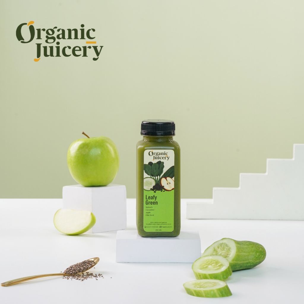 Jual Leafy Green 250ml Cold Pressed Juice Bayam Apel Timun Chia Seed