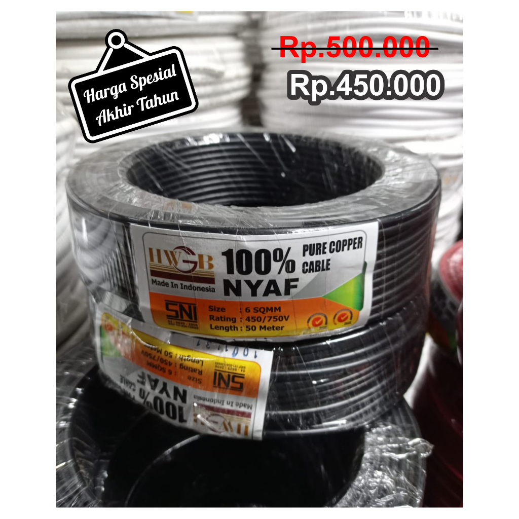 Jual Kabel Listrik Serabut Tunggal NYAF 6 Mm Hitam Merek HWGB ( Panjang ...