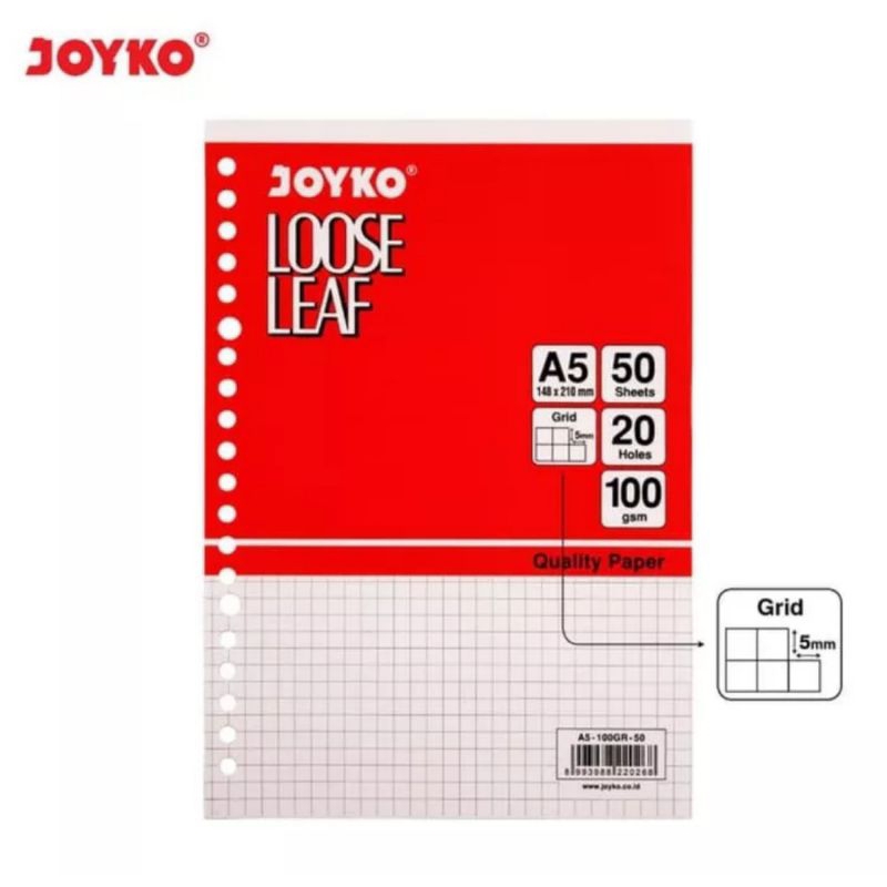 Jual LOOSE LEAF GRID A5 , B5 JOYKO / KERTAS BINDER KOTAK | Shopee Indonesia