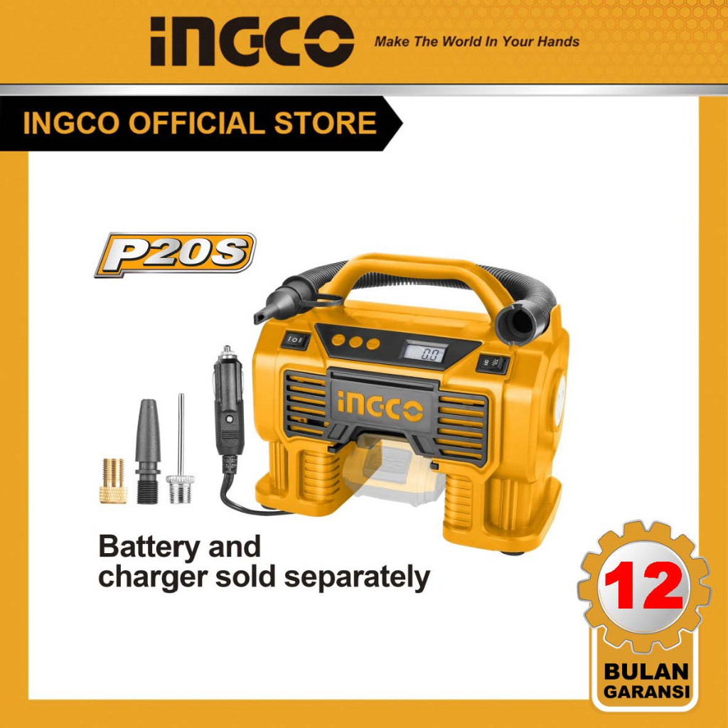 Jual (INGCO) - KOMPRESOR MINI KOMPRESOR BATERAI 20V POMPA ANGIN ...