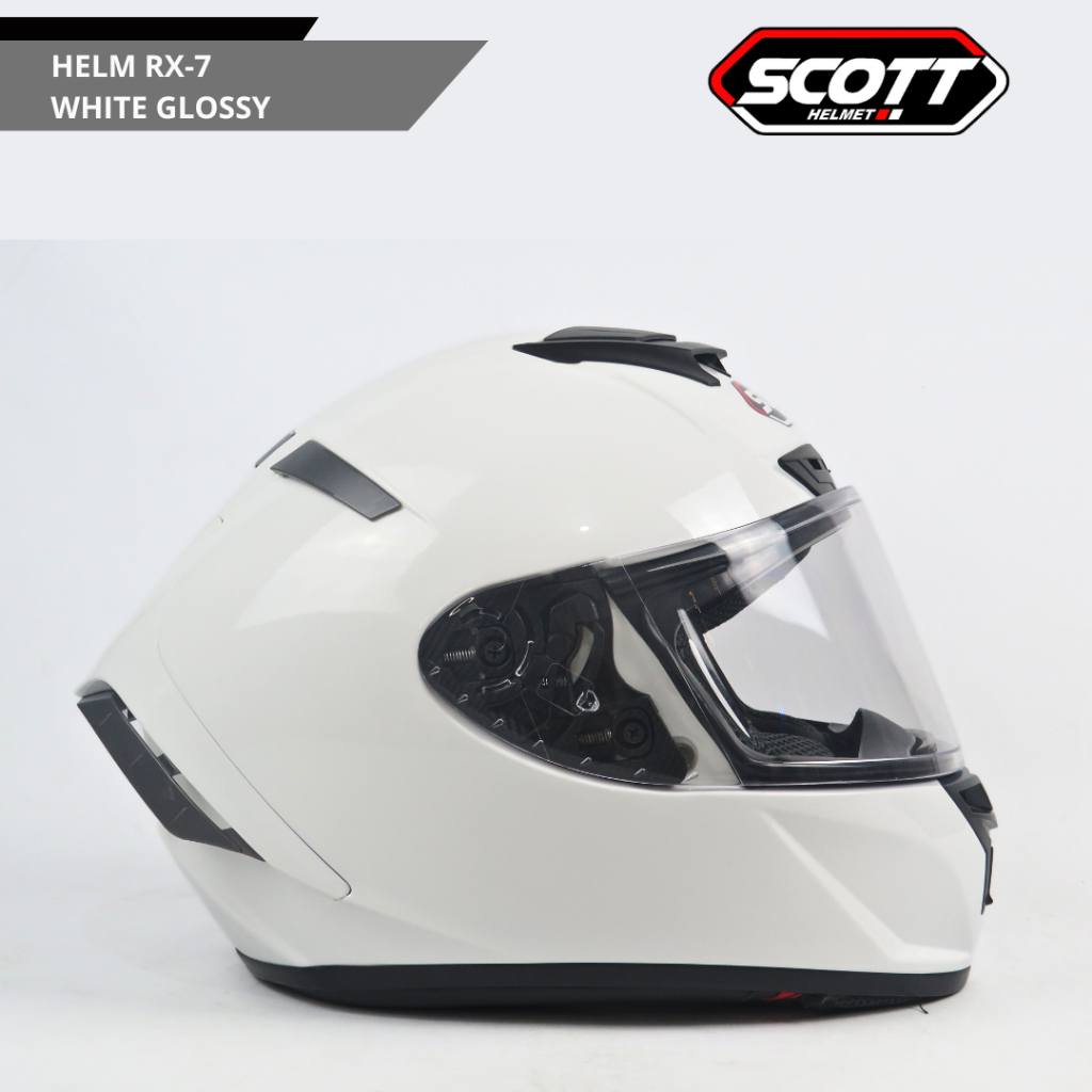 Jual Scott - Helm Full Face Dewasa RX-7 SNI / White Glossy | Shopee ...