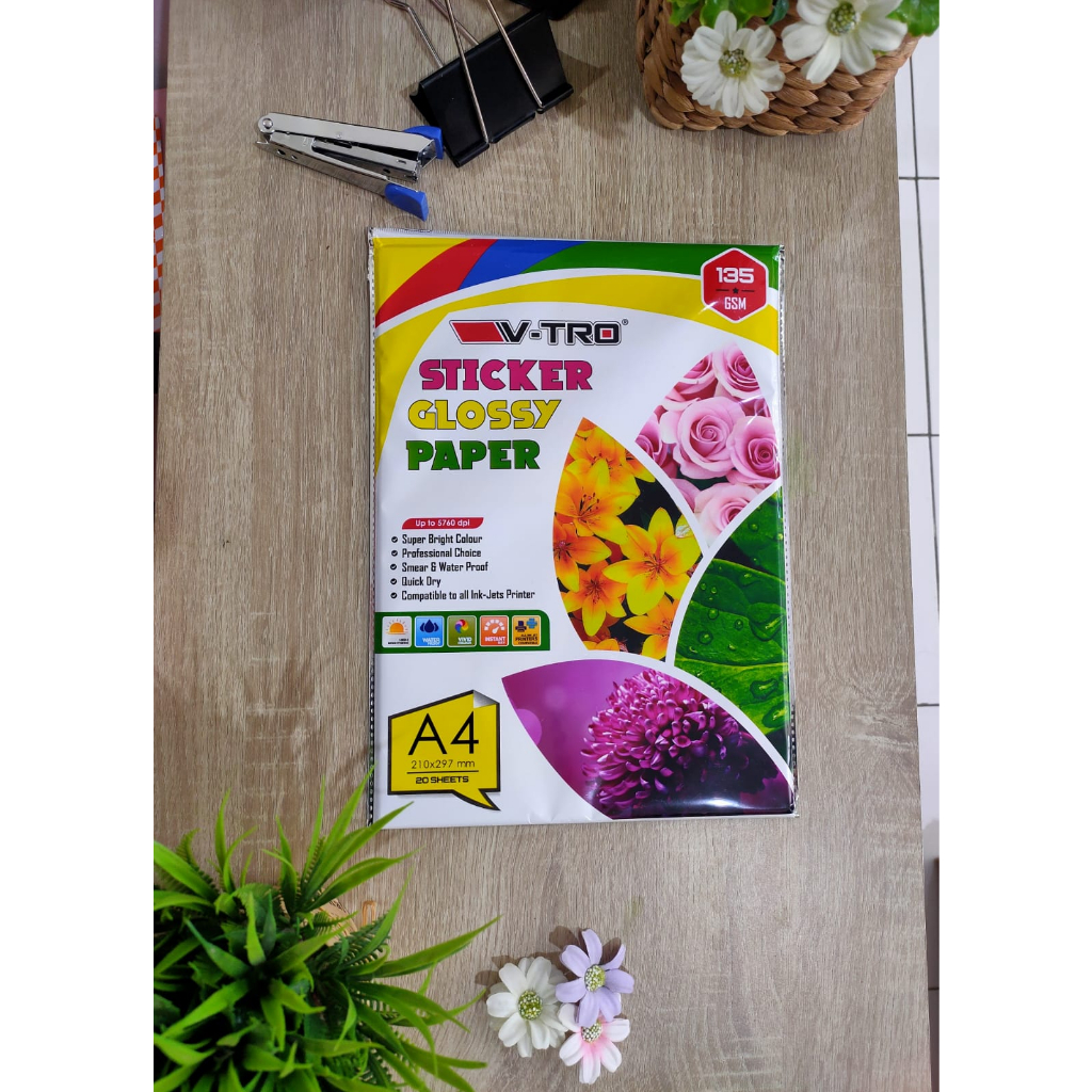 Jual Kertas Stiker Glossy Foto A4 135 Gsm V Tro Sticker Glossy Photo