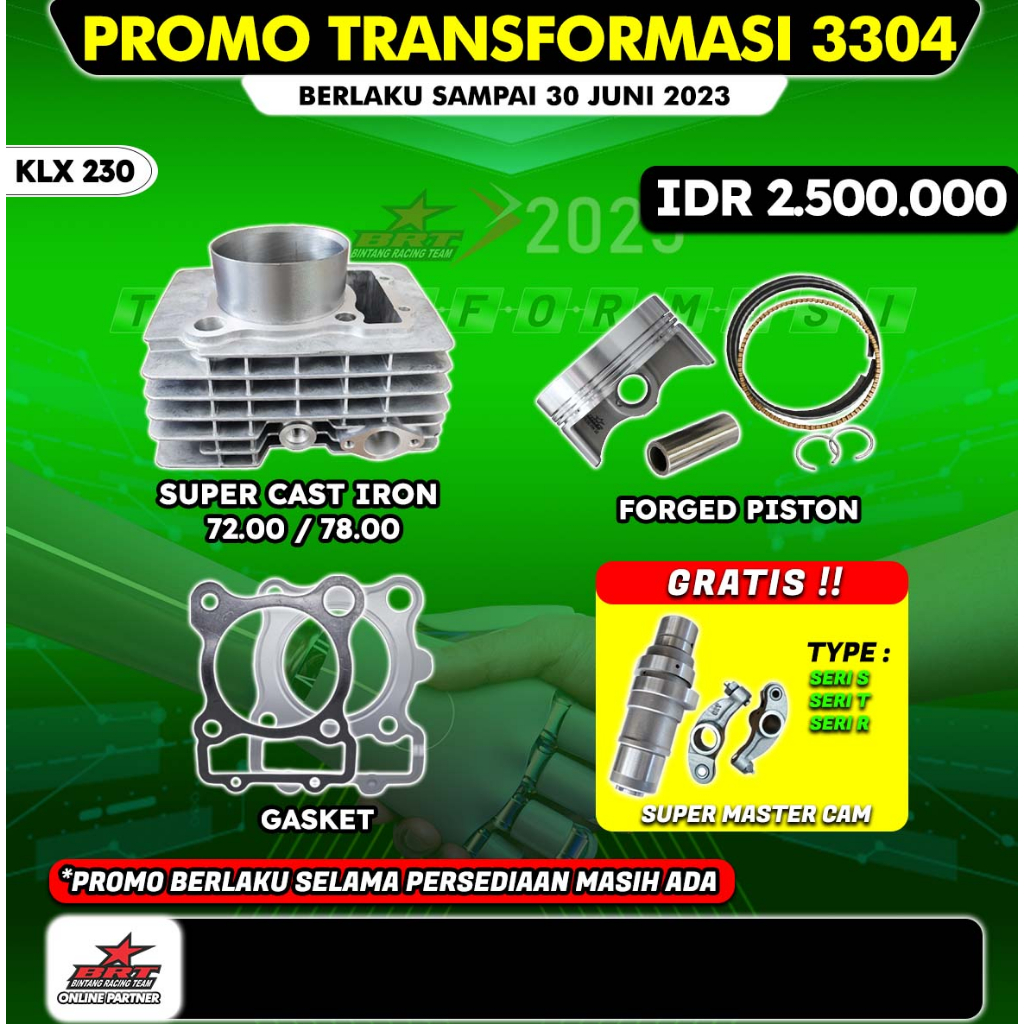 Jual Paket Bore Up Klx Blok Piston Master Cam Brt Promo