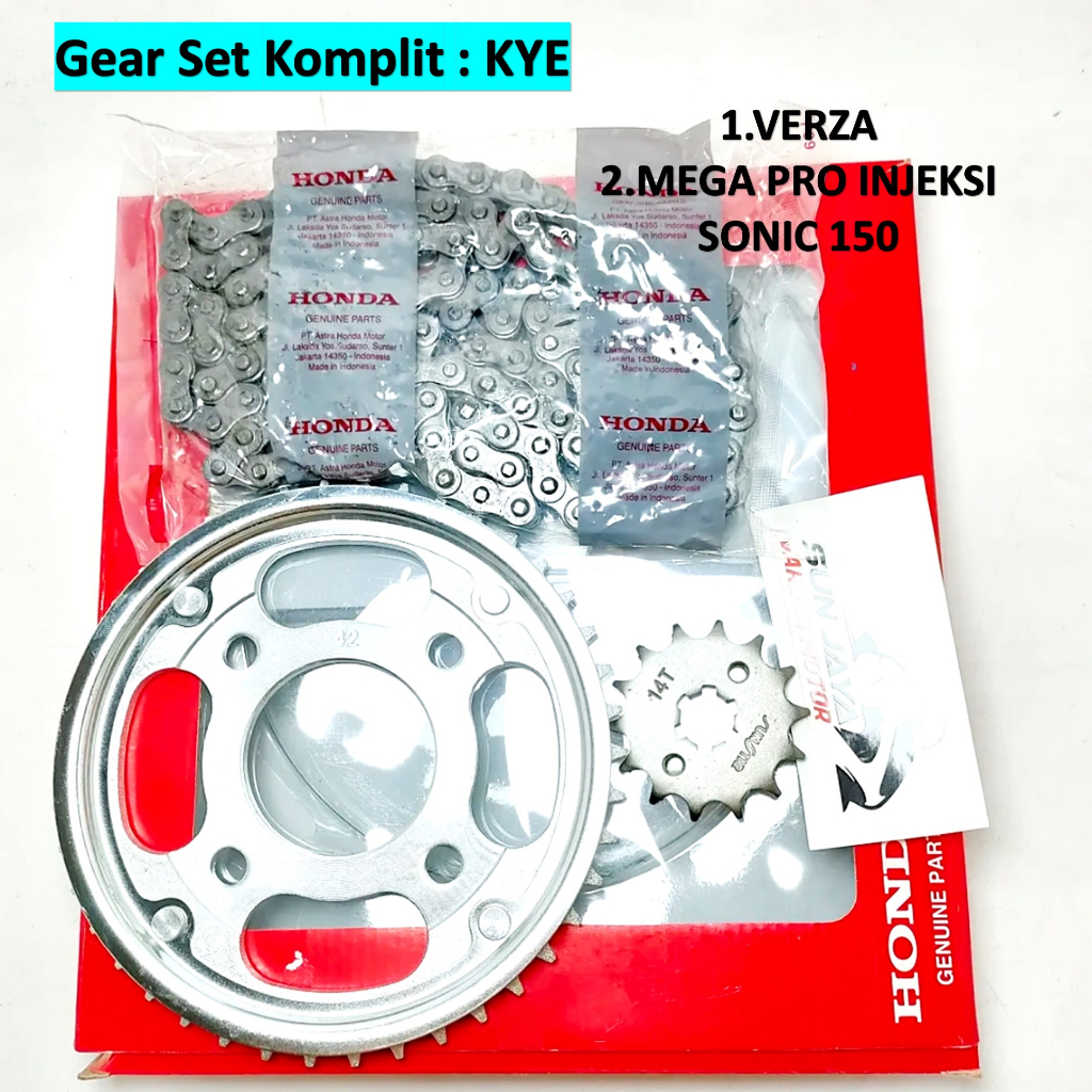 Jual Gear Set Girset Komplit set Rantai Mega pro new verza Sonic CB150R OLD KYE Shopee