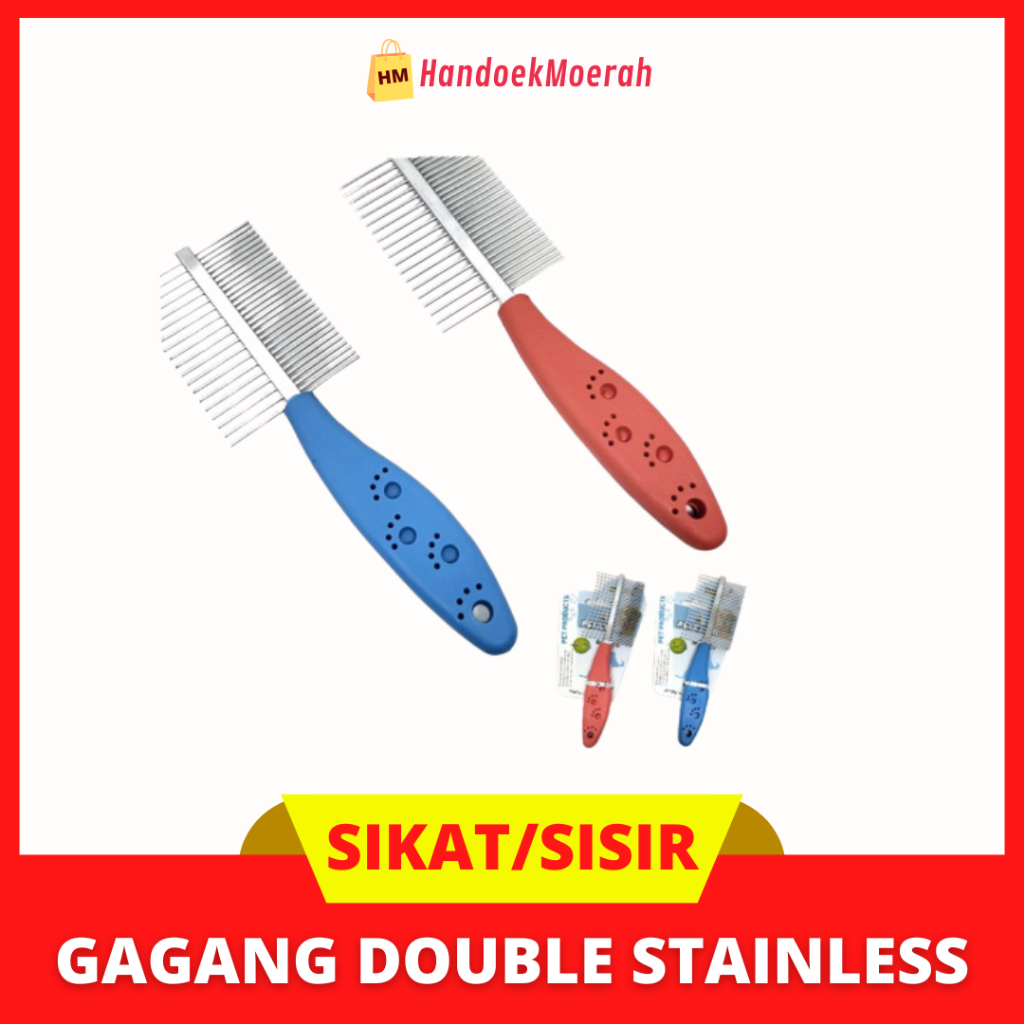 Jual Sisir Stainless GAGANG DOUBLE Grooming Kucing & Anjing Murah ...