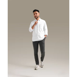 Broodis Kemeja Pria Polos Putih Cotton SOFTEE White Lengan Panjang Slimfit