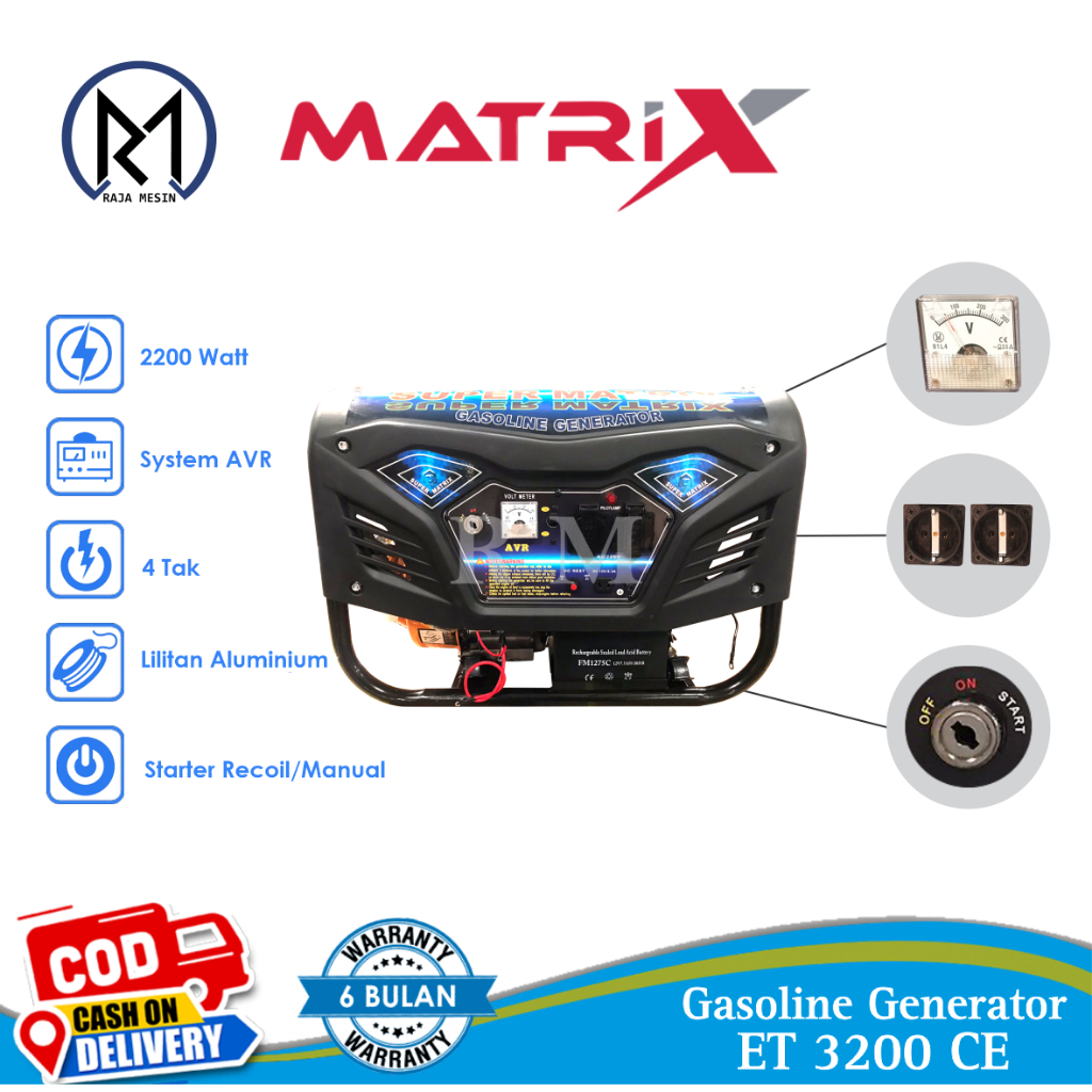 Jual Genset / Gasoline Generator Matrix ET 3200 CE | Shopee Indonesia