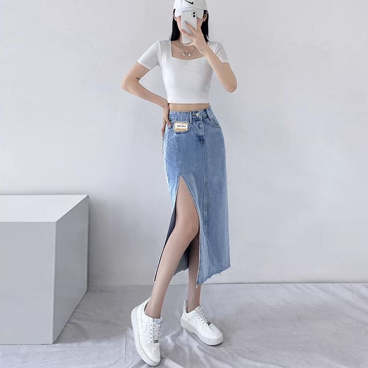 Jual Alice Rok-Highwaist Rok Jeans Wanita / Kekinian Fashion Split ...