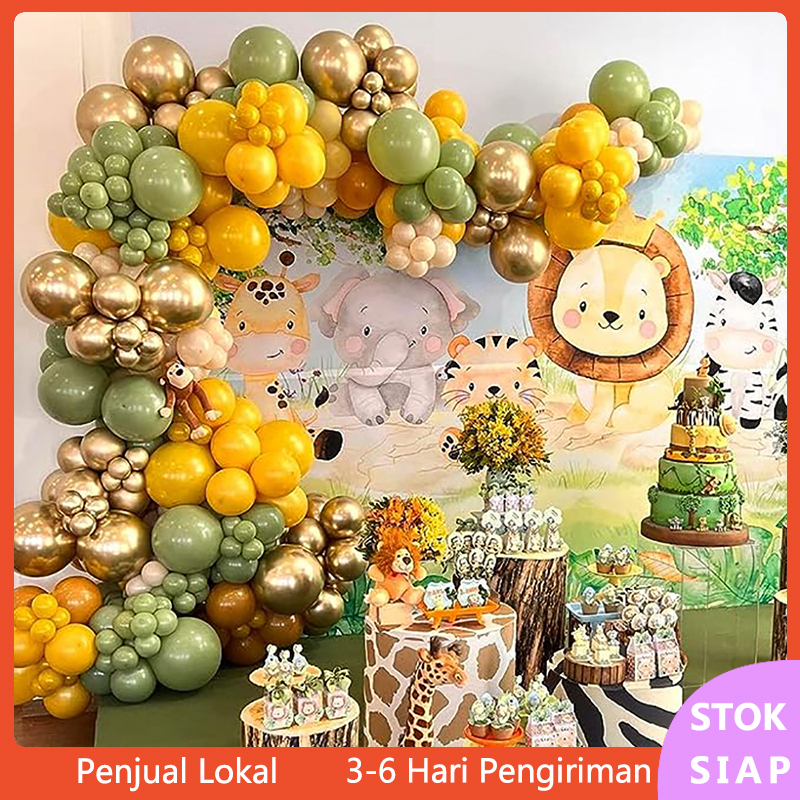 Jual 113Pcs Dekorasi Baby Shower Jungle Safari untuk Anak Lakilaki