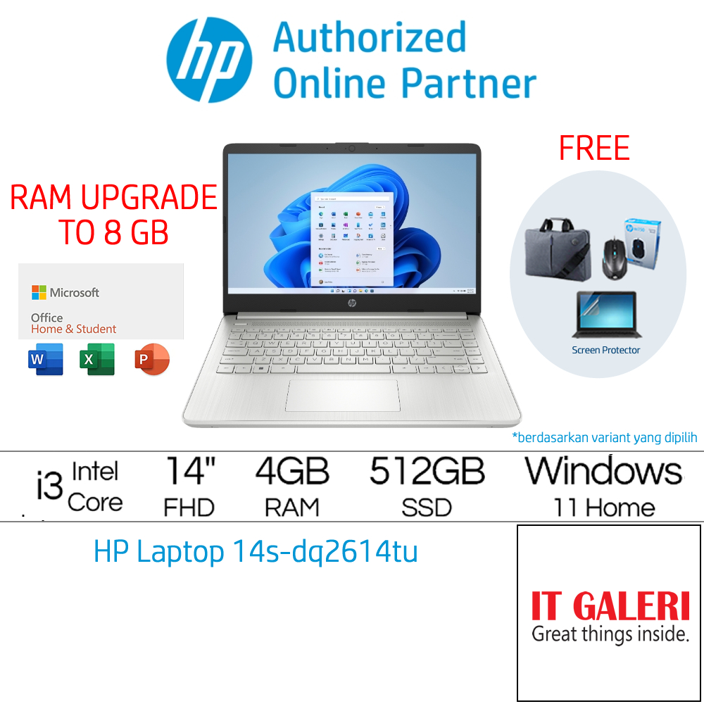 Jual Hp Laptop 14s Dq2614tu Intel® Core™ I3 1115g4 4gb 512gb 140 Windows 11ohs2021 2788