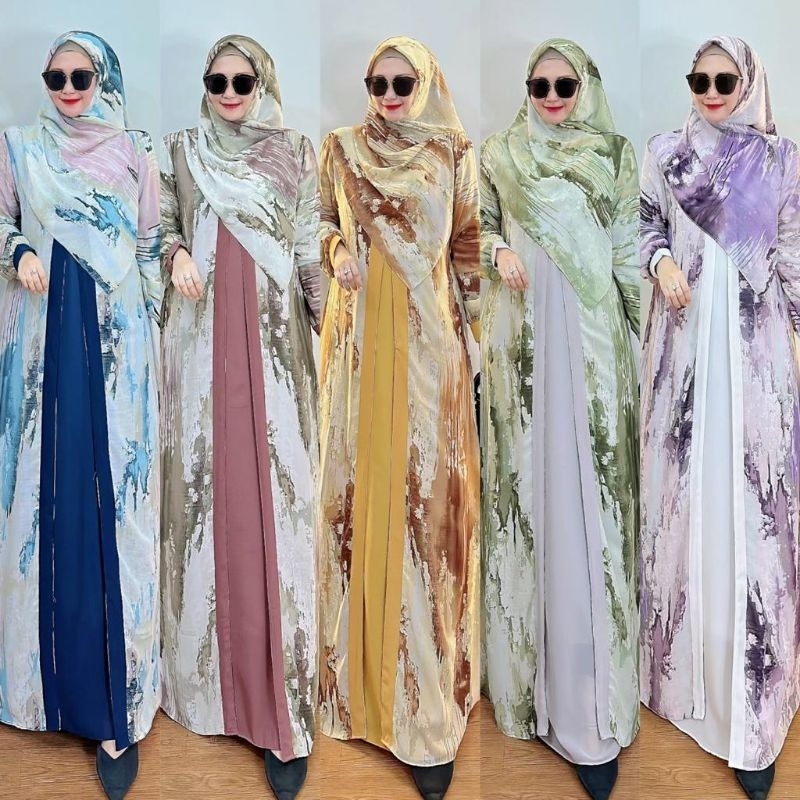 Jual Aiysah set Jilbab by SARAH premium Fabrics- SERUTI printing Mix