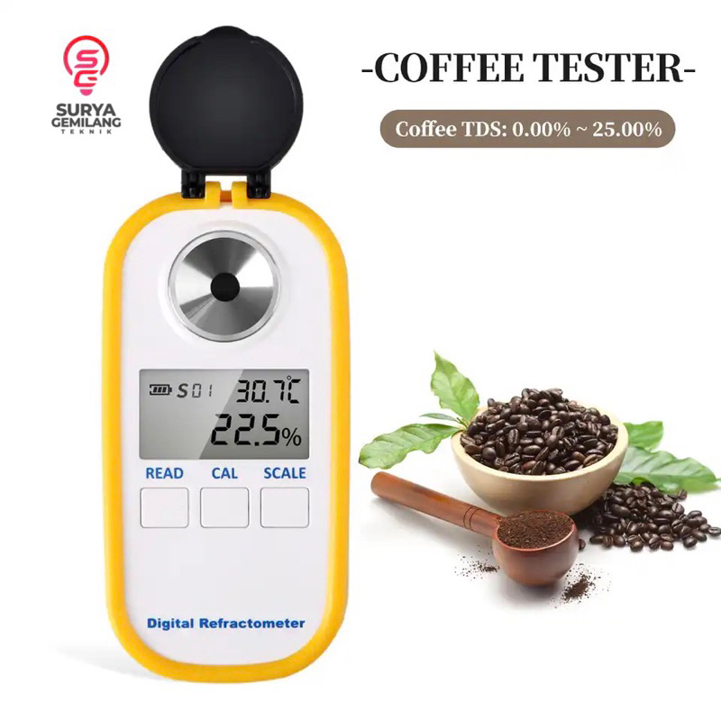 Jual Coffee Refractometer Digital Brix 050 TDS 025 Refraktometer Kopi Cocoa Coffe Sugar Salt