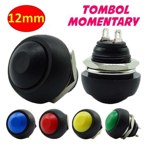 Jual Red / Black Push On 12mm Momentary Round Switch Saklar Tekan ...