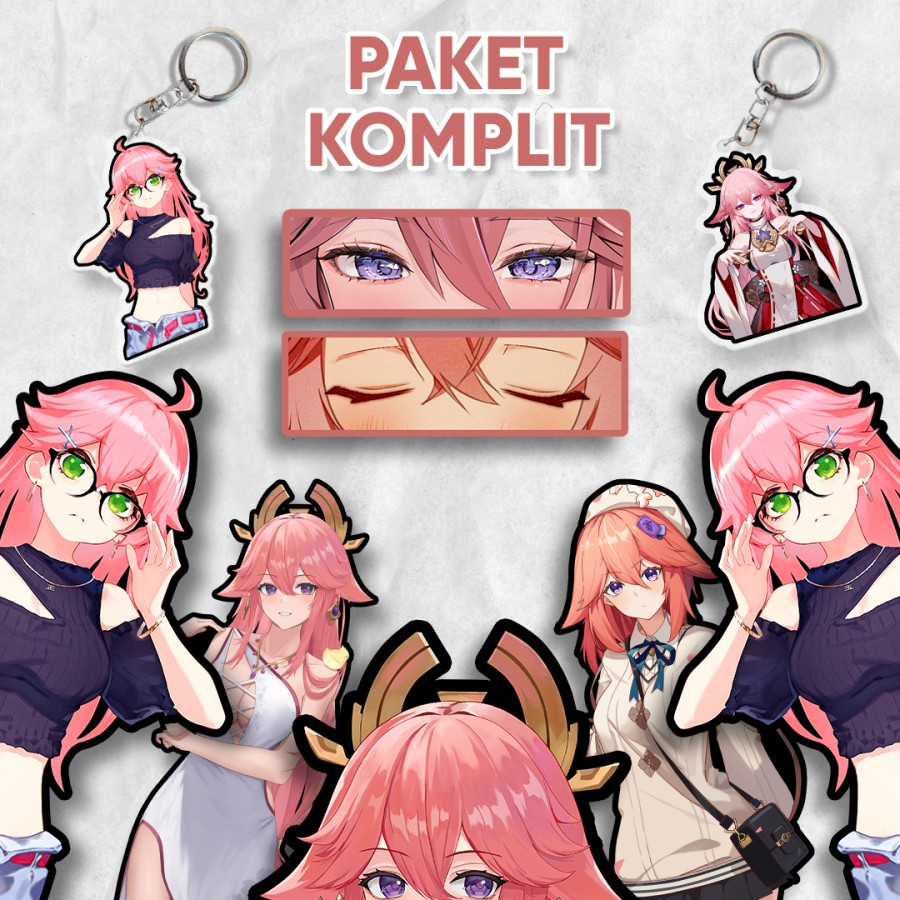 Jual Paket Komplit Yae Miko Bundling Hemat / Stiker Anime waterproof ...