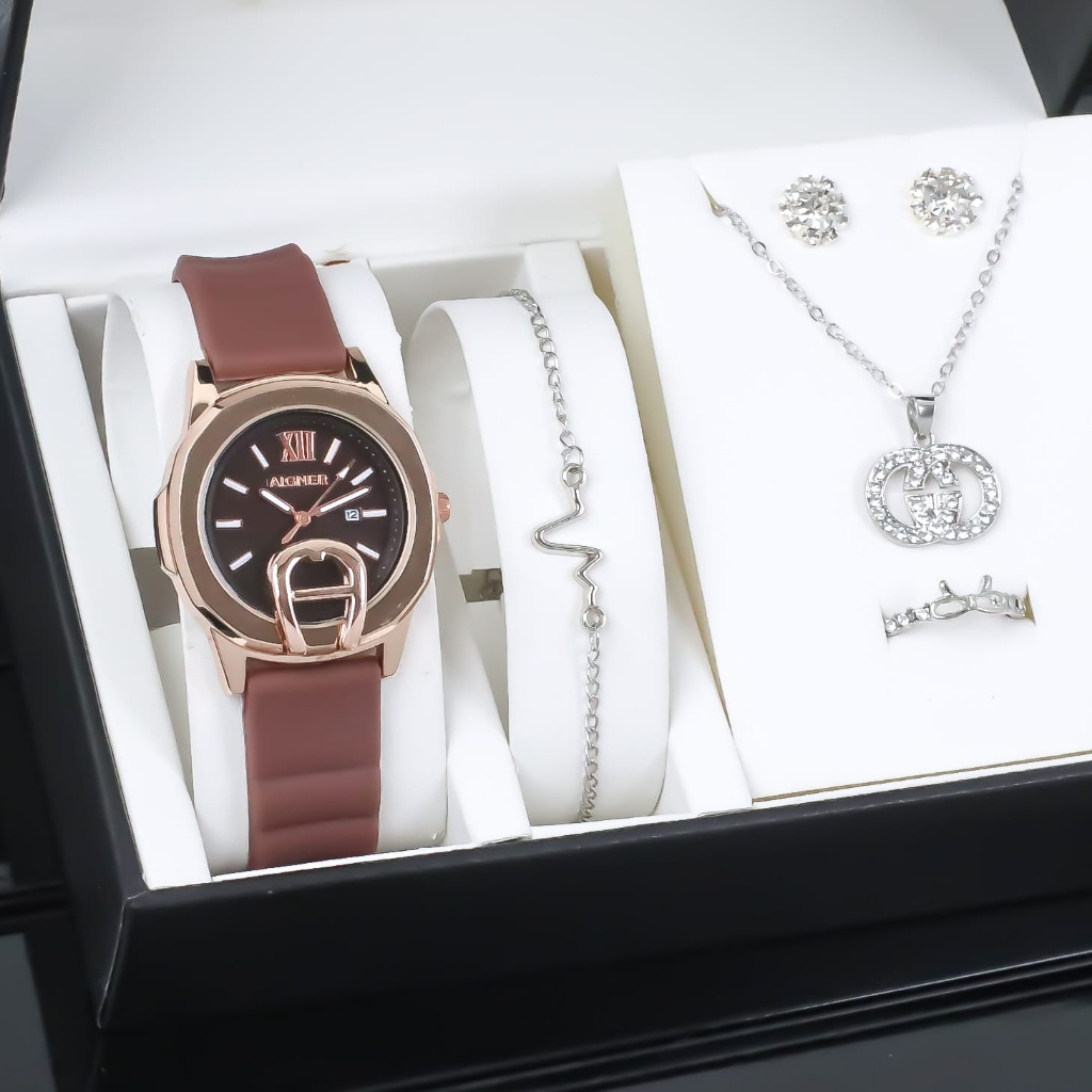 Jual Jam tangan Wanita Aigner Set lengkap + ACC (COD) Shopee Indonesia