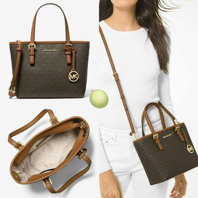 Jual Michael Kors Carryall Jet Set Travel XS Logo Top Zip Signature