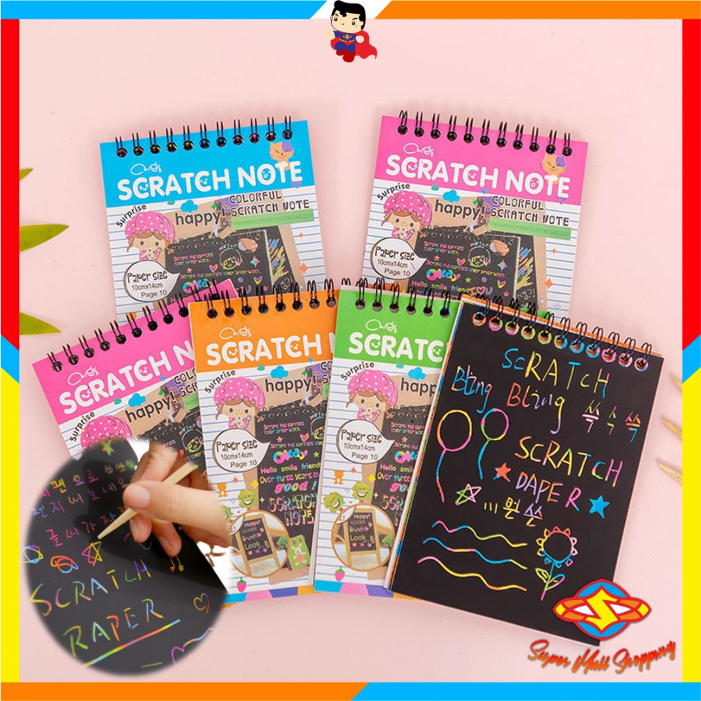 Jual SMS Buku Sketsa Warna-warni Grafiti Kertas Mini Tulis Gores Gambar ...