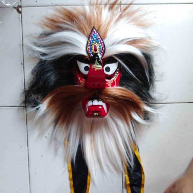 Jual topeng bujang ganong rambut sintetis hitam putih coklat | Shopee