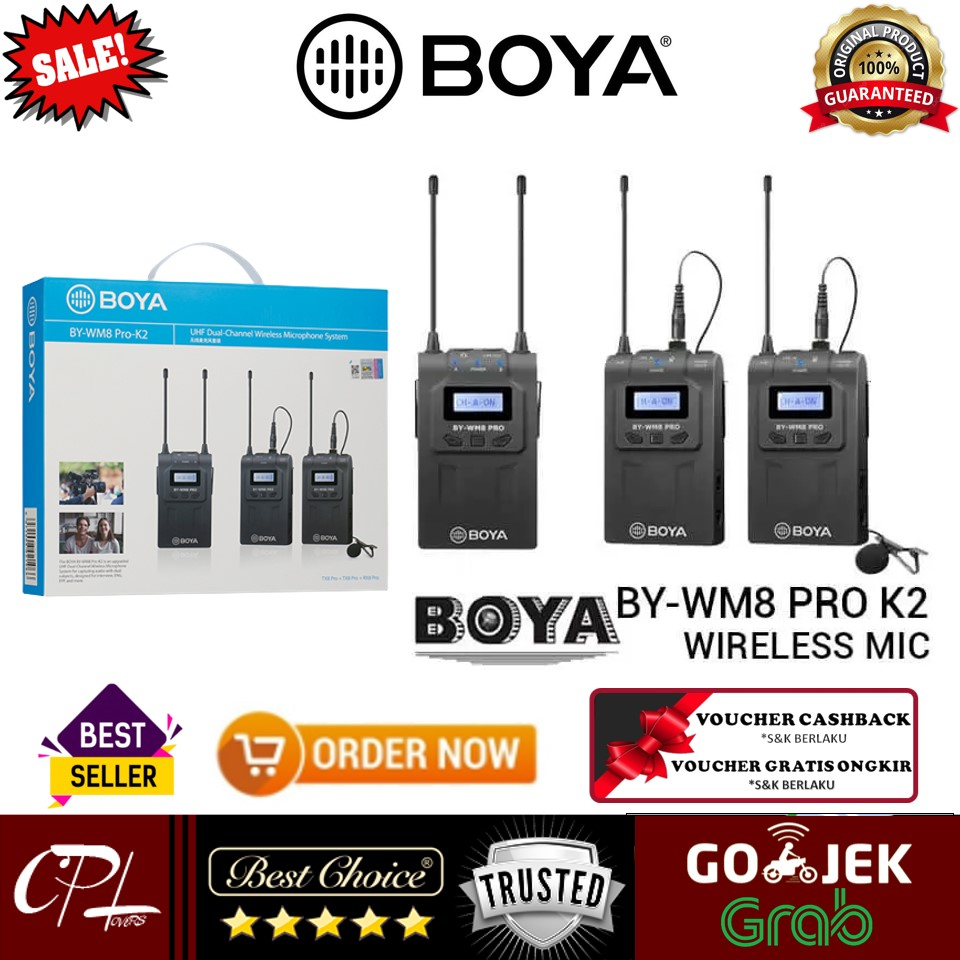 Jual Boya BYWM8 Pro K2 2TX UHF Wireless Microphone Shopee Indonesia