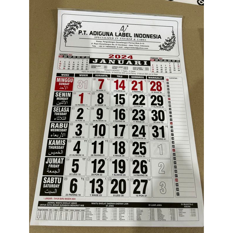 Jual Kalender Dinding Kalender Angka 2024 Shopee Indonesia 