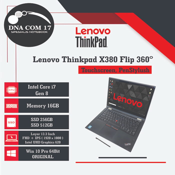 Jual Lenovo Thinkpad X380 Core i5 / i7 Gen 8 | 8GB | SSD 256GB | Win ...