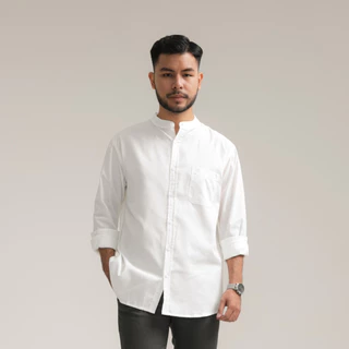 Broodis Kemeja Koko Pria Shanghai Polos Oxford Putih COZY Series Cotton White Lengan Panjang