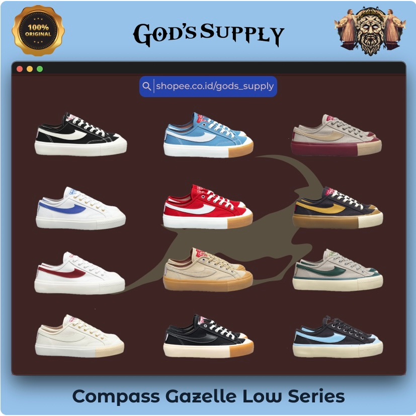 Jual [ORIGINAL] Compass Gazelle Low Wafer Green / Wafer Maroon / Choco ...