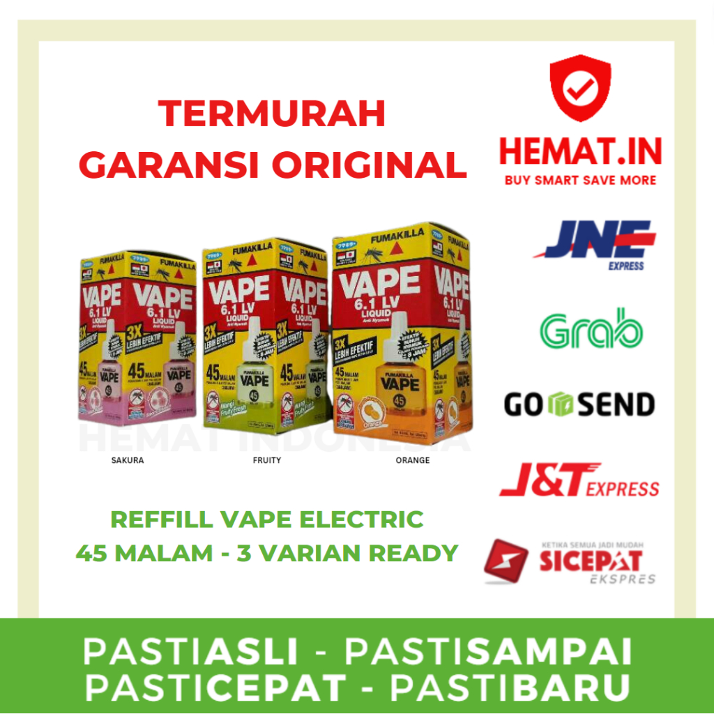 Jual FUMAKILA VAPE REFFILL ISI ULANG 45 MALAM OBAT NYAMUK ELEKTRIK ...