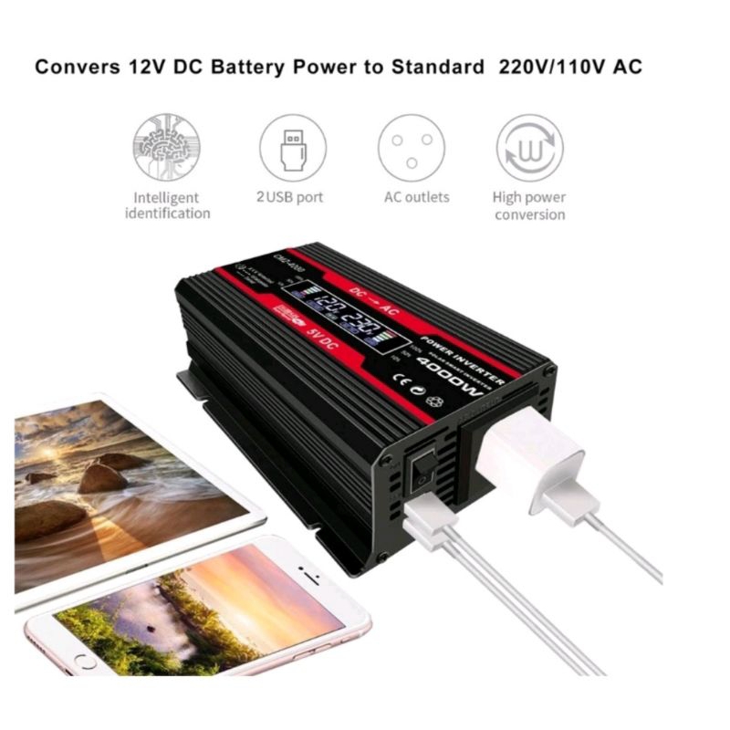 Jual inverter Pure Sine Wave PSW DC 12V/ 24V To AC 220V 3000W dan 4000W ...