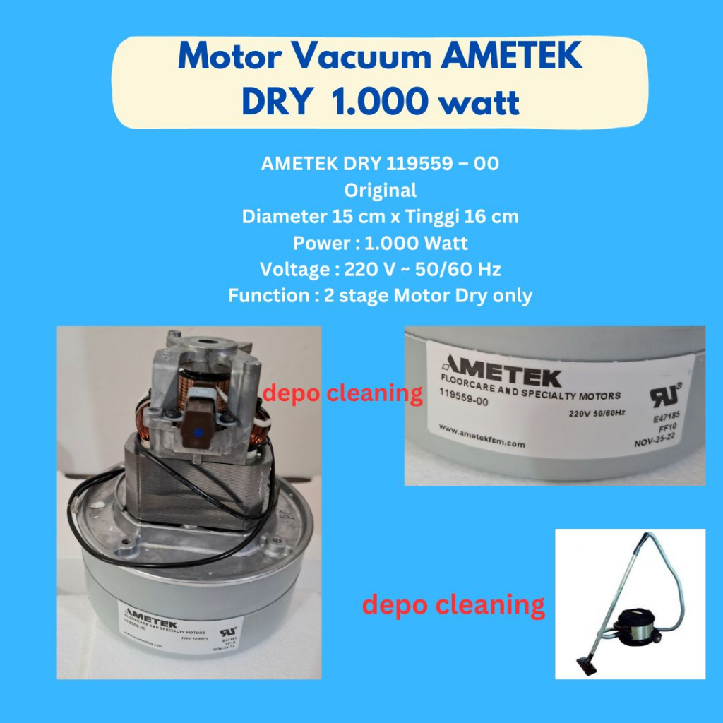 Jual Motor Vacuum AMETEK DRY Original 11955900 Shopee Indonesia
