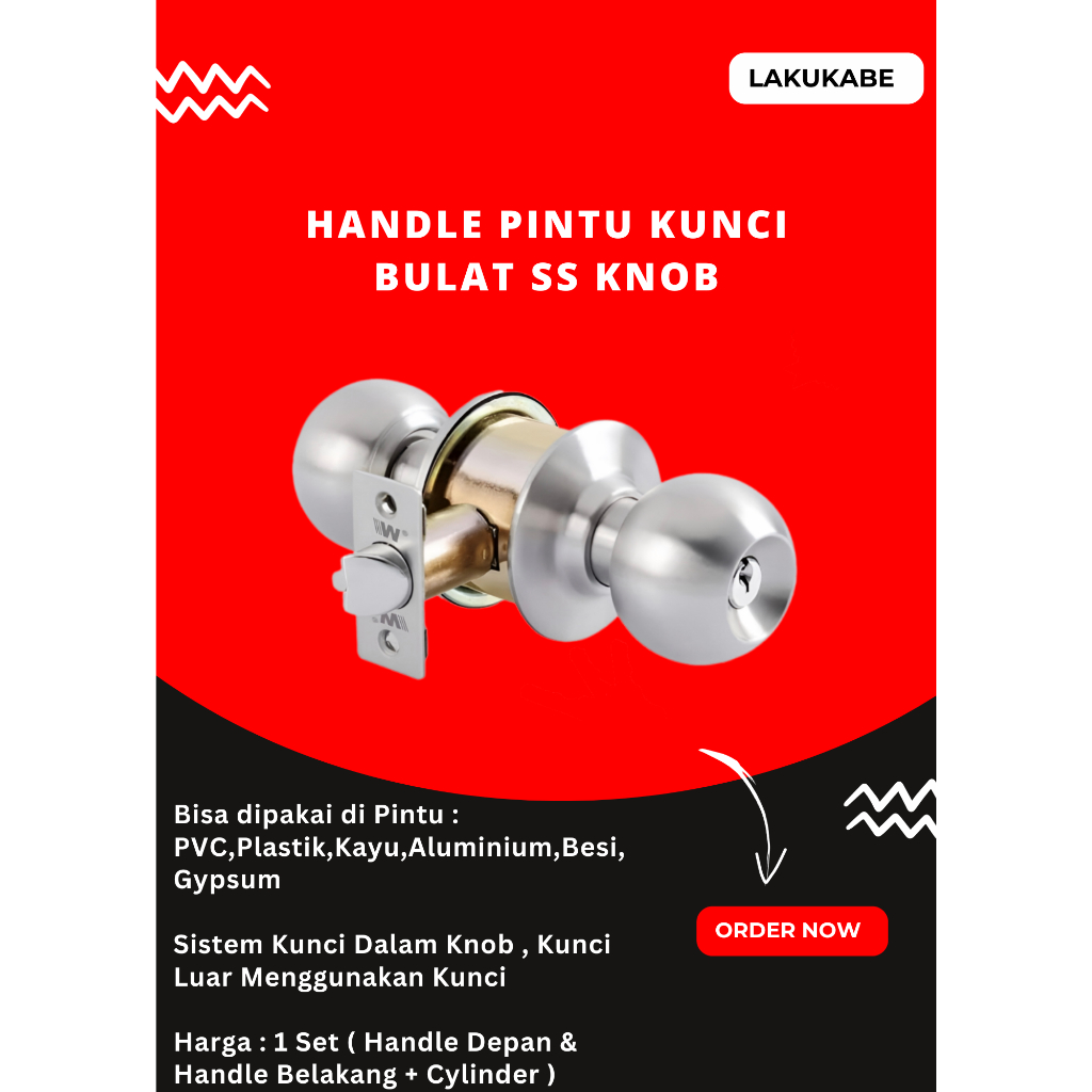 Jual Handle Bulat Kunci Pintu Kamar Mandi Toilet Stainless 1 Set Weldom ...