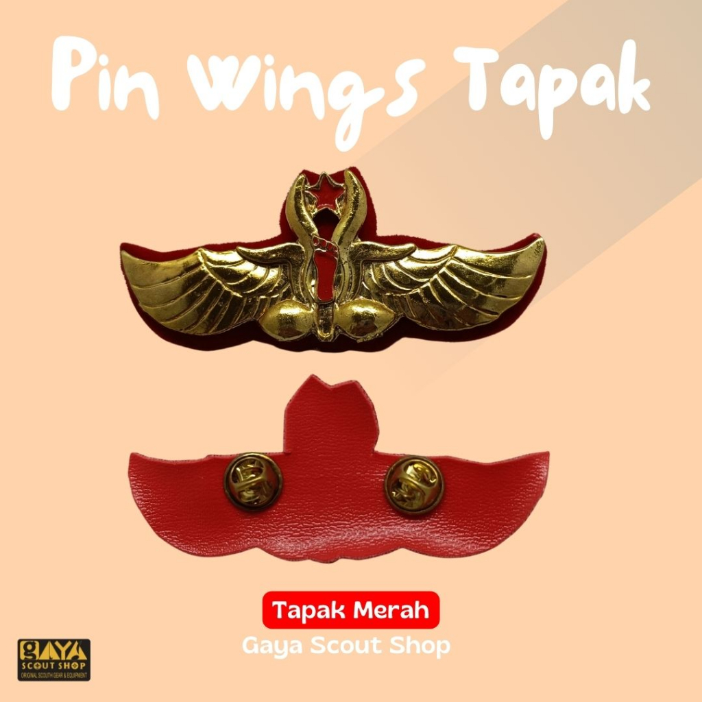 Jual Pin Wings Tapak Merah Dan Hitam Lux Kuningan Termurah Shopee