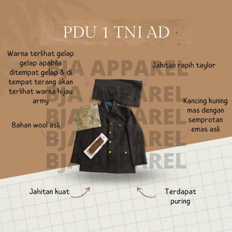 Jual Pakaian Dinas Upacara 1 Tni Angkatan Darat Pdu 1 Tni Ad 1 Stel