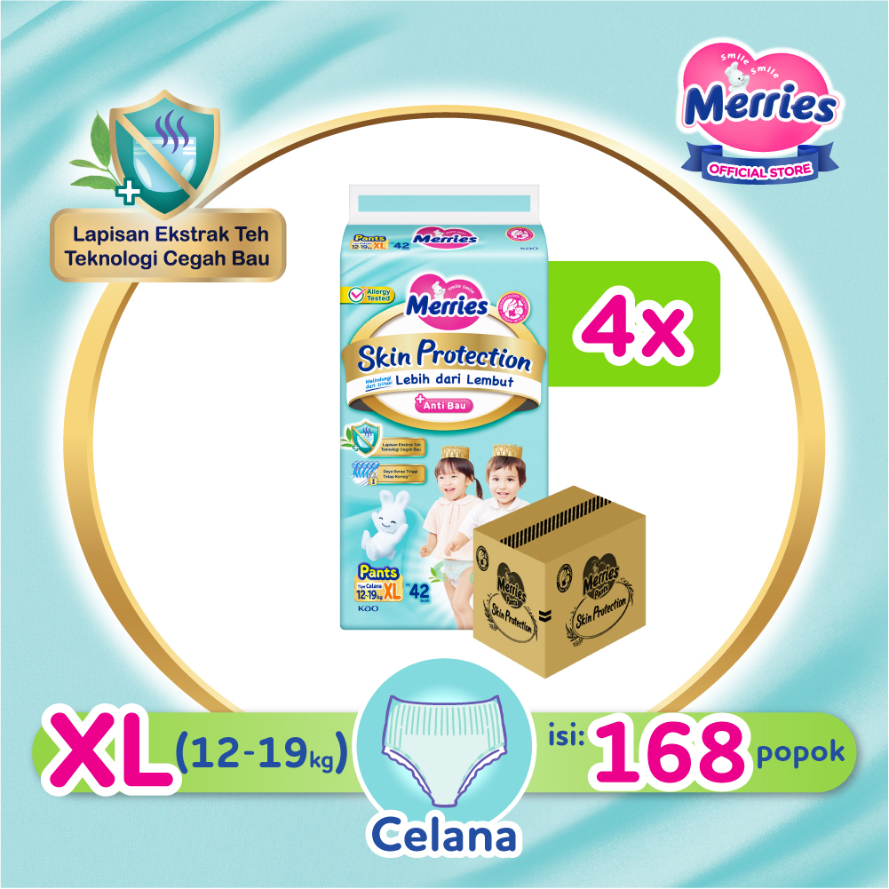 Jual Merries Skin Protection Popok bayi Celana XL 42 Carton ...
