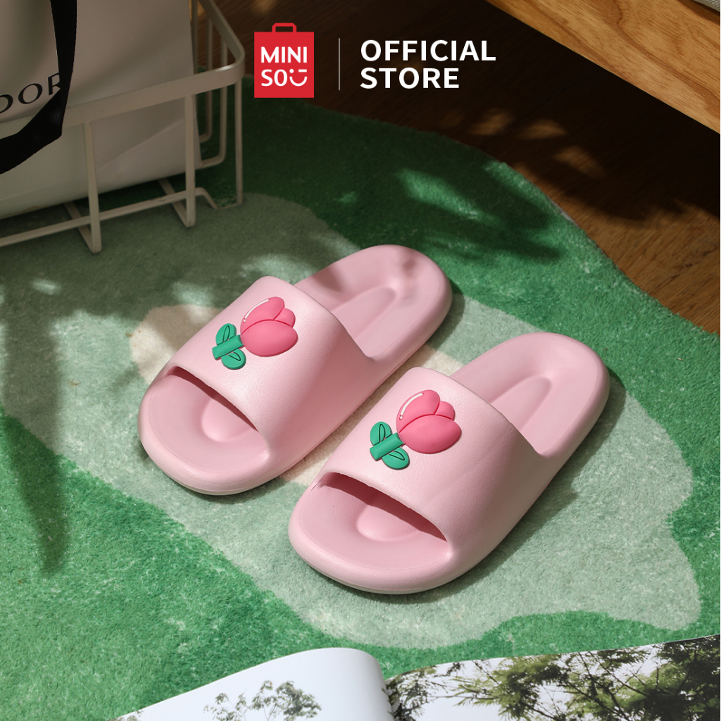 Jual Miniso Sandal Wanita Women S Slippers Flat Sandal Mundur Bunga Tulp Sol Tebal Anti Slip Di