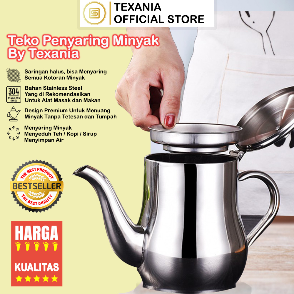 Jual Texania Teko Penyaringan Minyak Gelas Teko Teko Air Teko Kopi Oil Pot Teko Teh Stainless 5003