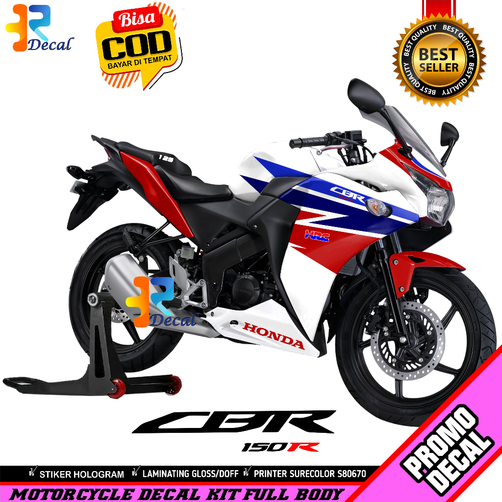 Jual Decal Motor CBR 150R CBU Thailand Desain HRC2 Sticker Decal Full ...