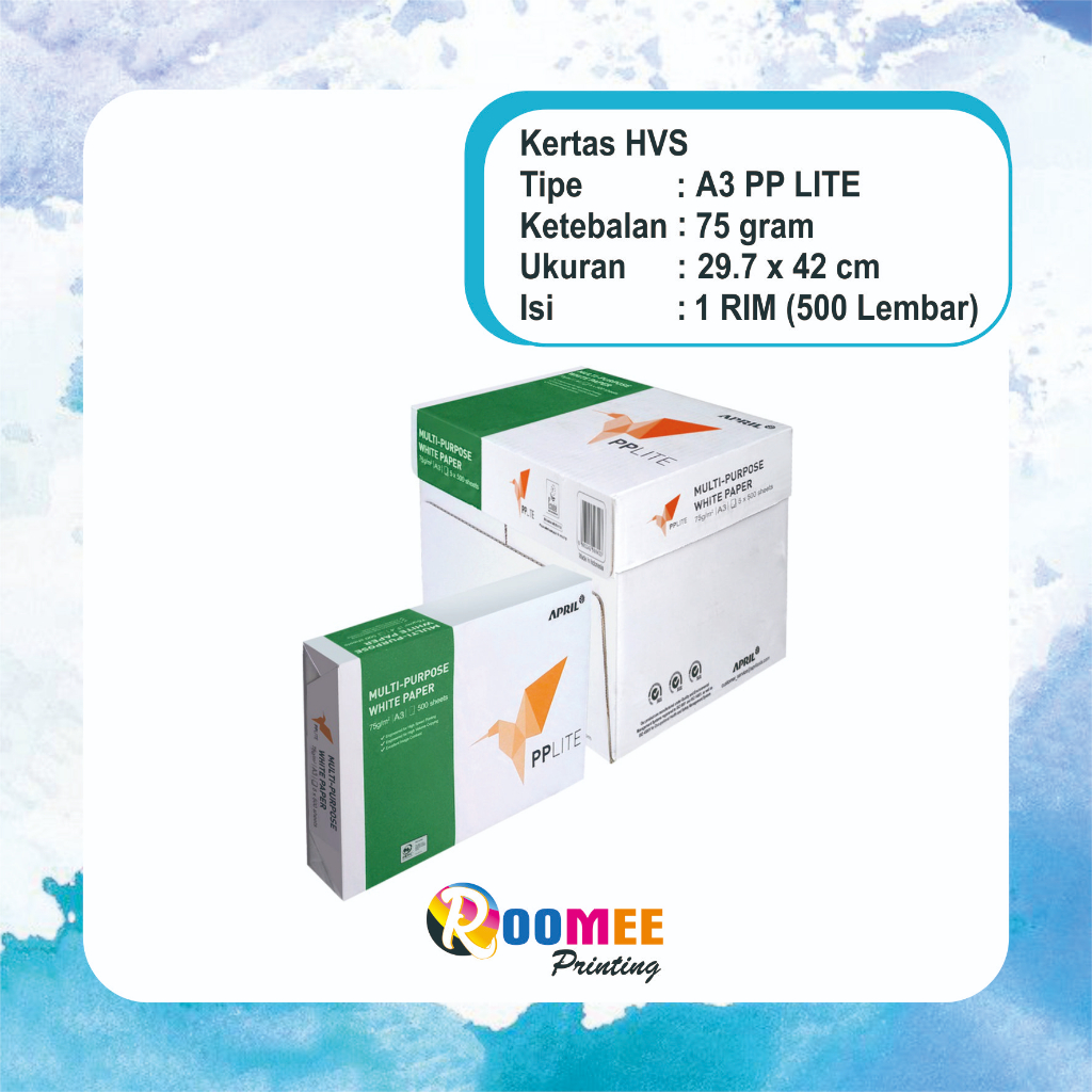 Jual KERTAS HVS A3 75 GRAM PP LITE / KERTAS FOTOCOPY A3 1 RIM (500 ...